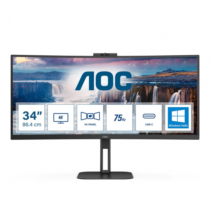 AOC V5 CU34V5CW 86,4 cm (34") 3440 x 1440 Pixeles Wide Quad HD LED Negro