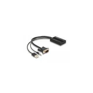 DeLOCK 64172 adaptador de cable de vÍ­deo 0,25 m HDMI tipo A (Estándar) VGA (D-Sub) + 3.5mm + USB Type-A Negro