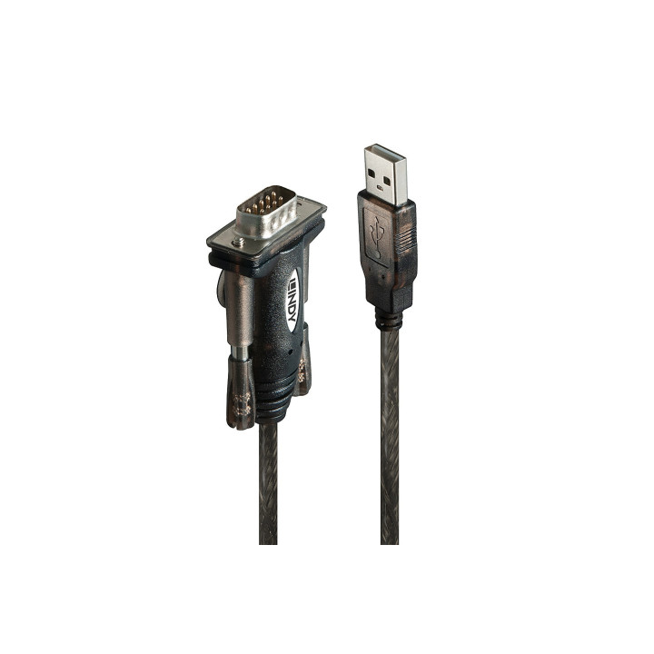 Lindy 42855 cable de serie Gris, Transparente 1,5 m USB tipo A DB-9