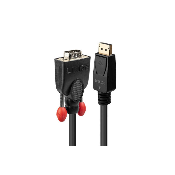 Lindy 41941 adaptador de cable de vÍ­deo 1 m DisplayPort VGA (D-Sub) Negro