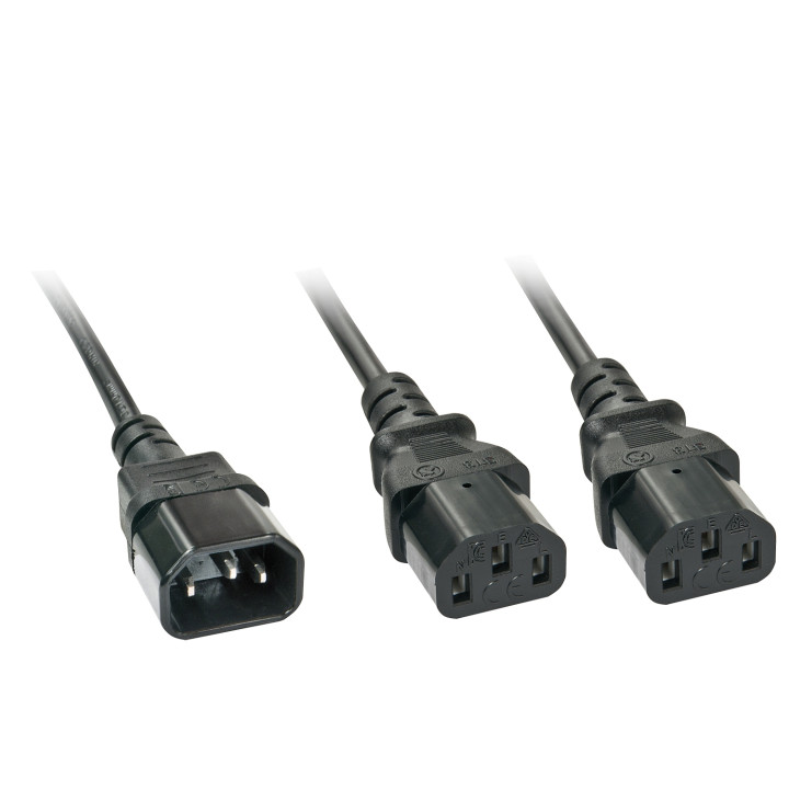 Lindy 30039 cable de transmisión Negro 2 m C14 acoplador Acoplador C13 2 x