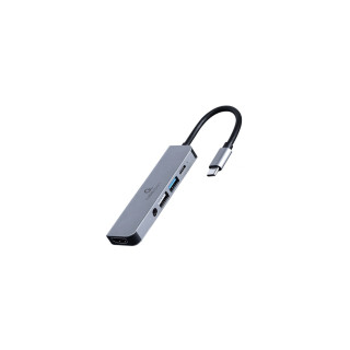 Gembird A-CM-COMBO5-02 base para portátil y replicador de puertos Alámbrico USB 3.2 Gen 1 (3.1 Gen 1) Type-C Plata