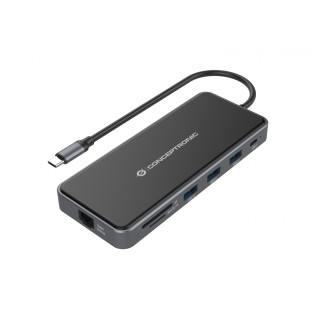 Conceptronic DONN15G base para portátil y replicador de puertos Alámbrico USB 3.2 Gen 1 (3.1 Gen 1) Type-C Gris