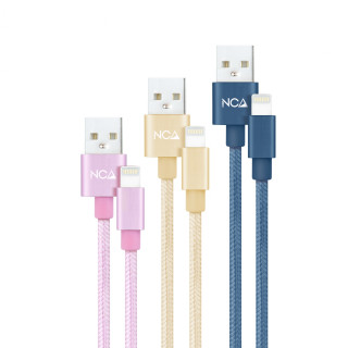 Nanocable 3 Cables Lightning a USB 2.0, Lightning/M-USB A/M, Rosa, Dorado y Azul PacÍ­fico, 1 m
