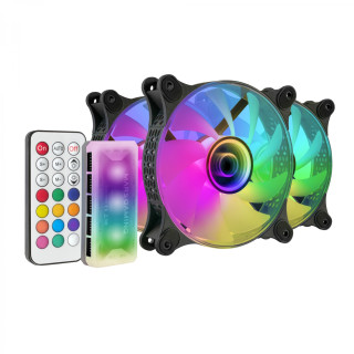 Mars Gaming MF-3DKIT Negro Kit 3 Ventiladores ARGB 360º 12cm Espejo Infinito 3D Sistema Anti-vibraciones Controlador...
