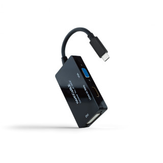 Nanocable 10.16.4301-ALL adaptador de cable de vÍ­deo 0,2 m USB Tipo C DVI-D + VGA (D-Sub) + HDMI Negro
