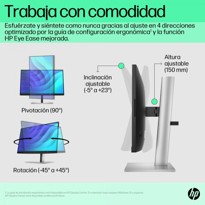 HP E-Series E22 G5 54,6 cm (21.5") 1920 x 1080 Pixeles Full HD LED Negro, Plata