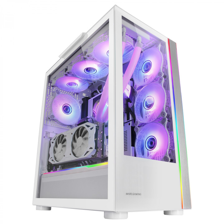 Mars Gaming MC-ULTRA Blanco Torre Gaming Custom XXL E-ATX Doble Tira LED ARGB Doble Ventana Cristal Templado Estructura