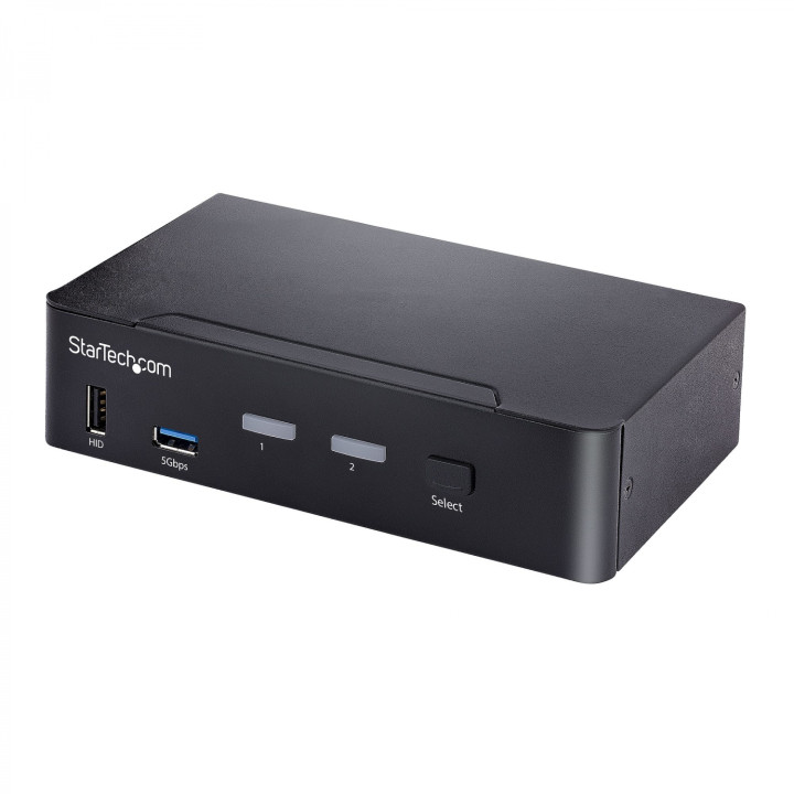StarTech.com Switch Conmutador KVM USB C Tipo C, KVM de 2 puertos DisplayPort con VÍ­deo UHD HDR de 4K 60Hz, Audio de...