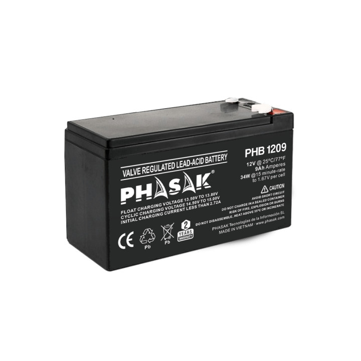 Phasak PHB 1209 baterÍ­a para sistema ups Sealed Lead Acid (VRLA) 12 V 9 Ah