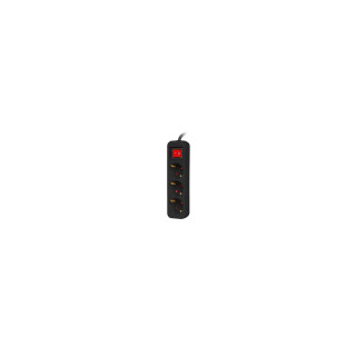 Lanberg PS1-03F-0150-BK base múltiple 1,5 m 3 salidas AC Interior Negro