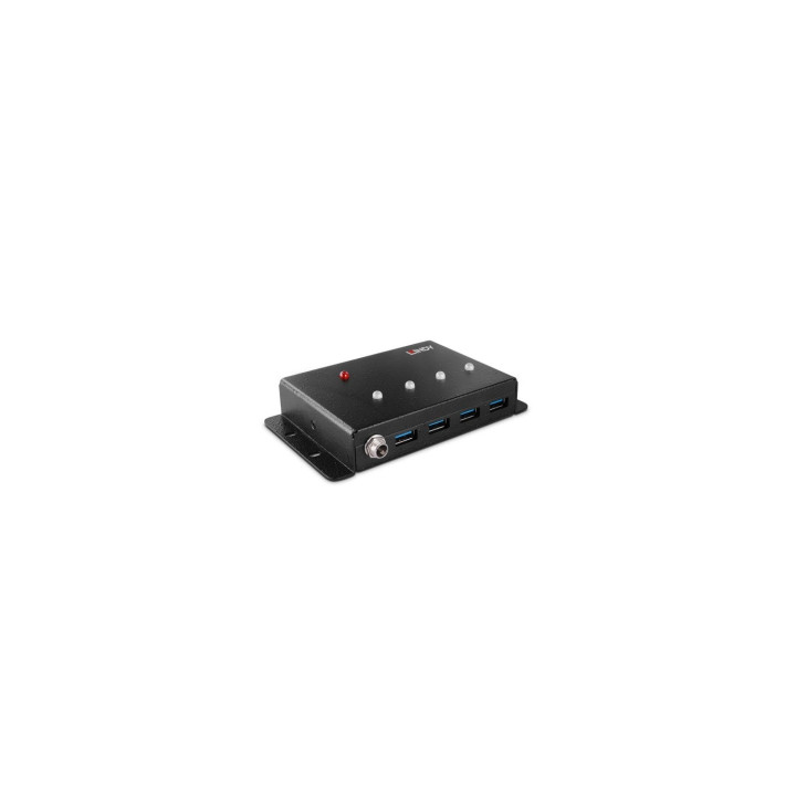 Lindy 43374 hub de interfaz USB 3.2 Gen 1 (3.1 Gen 1) Type-B 5000 Mbit/s Negro