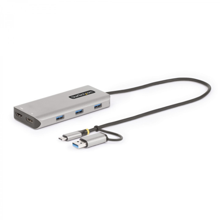 StarTech.com Adaptador Multipuertos USB-C - HDMI Doble (4K30Hz/1080p60Hz) - Hub Ladrón 3x USB-A - Mini Docking Station