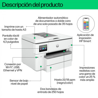 HP OfficeJet Pro Impresora multifunción HP 9730e de formato ancho, Color, Impresora para Oficina pequeña, Impresión,...
