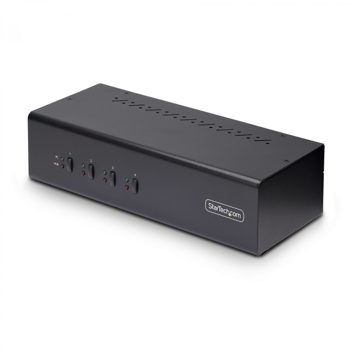 StarTech.com Switch Conmutador KVM de 4 Puertos y 2 Monitores DisplayPort - 4K 60Hz - Hub Ladrón 2 Puertos USB 5Gbps -