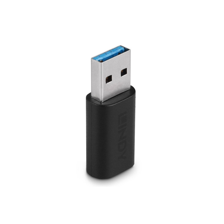 Lindy 41904 cambiador de género para cable USB 3.2 Type A USB 3.2 Type C Negro