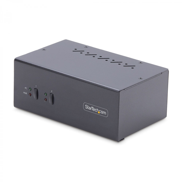 StarTech.com Switch KVM de 2 Puertos DisplayPort para 2 Monitores - Conmutador KVM 4K60Hz - Hub Ladrón 2x USB 5Gb - Hub