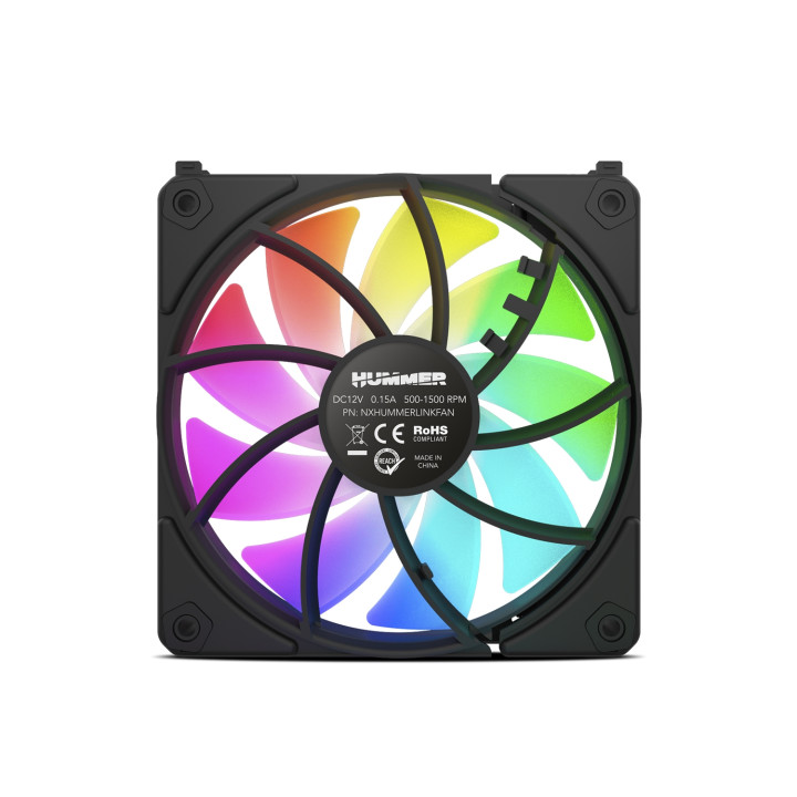 NOX NXHUMMERELINKBK sistema de refrigeración para ordenador Carcasa del ordenador Ventilador 12 cm Negro 1 pieza(s)