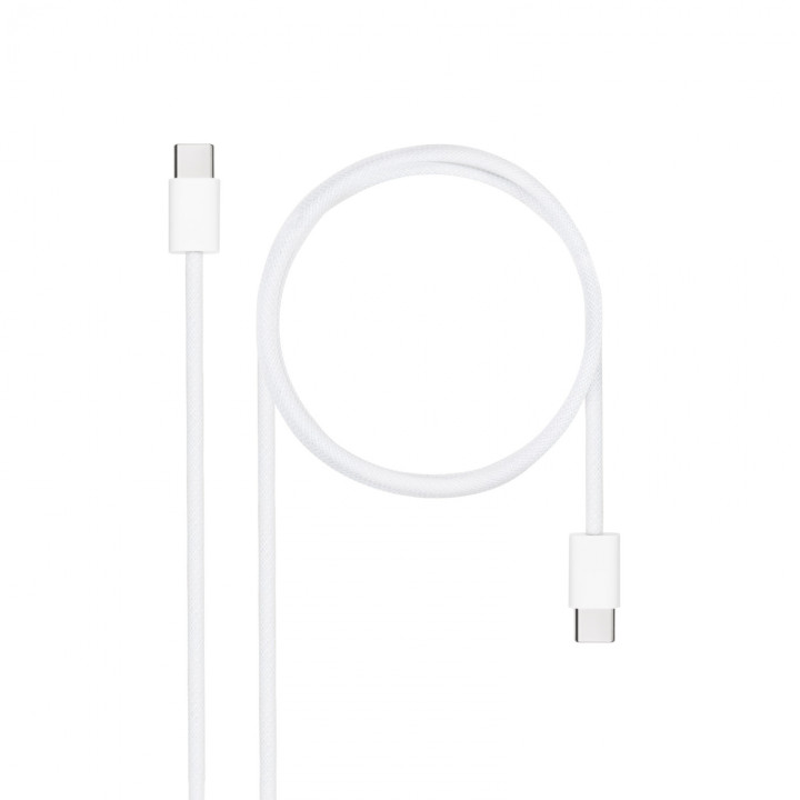 Nanocable Cable USB-C 2.0 60W 3A, USB-C/M-USB-C/M, Blanco, 1 m