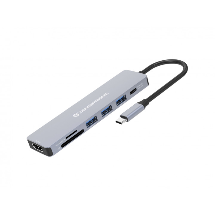 Conceptronic DONN19G base para portátil y replicador de puertos Alámbrico USB 3.2 Gen 1 (3.1 Gen 1) Type-C Gris