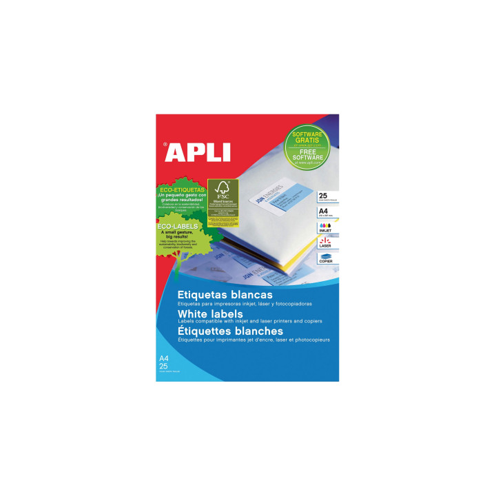 APLI 01209 etiqueta de impresora Blanco Etiqueta para impresora autoadhesiva