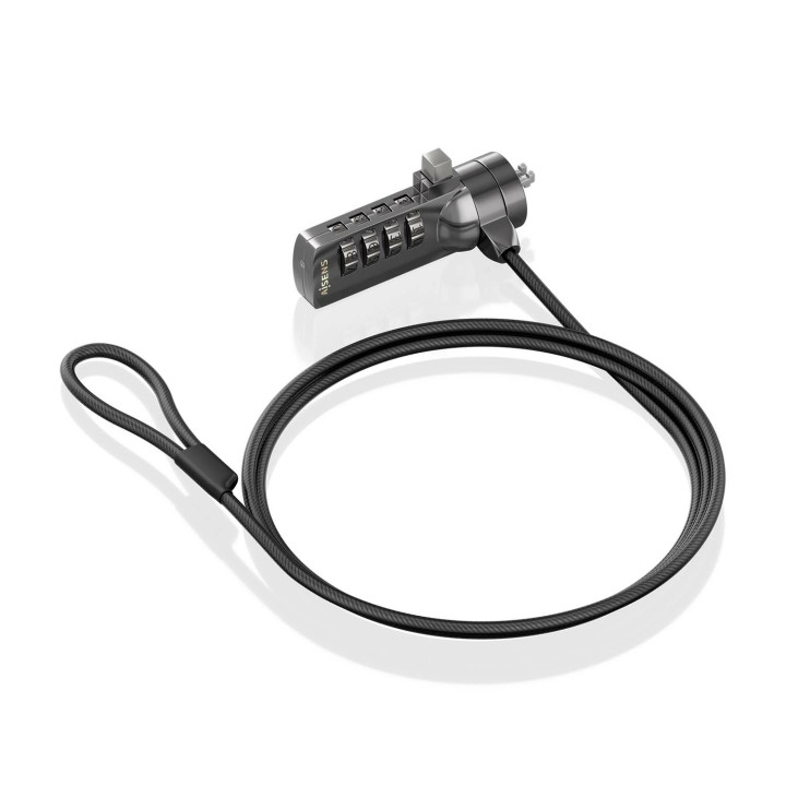 AISENS Cable de seguridad con cerradura de combinación para Ordenador, Monitor, Portátil 1.5m