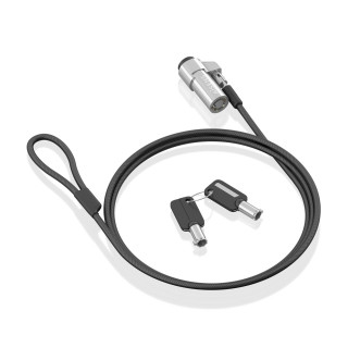 AISENS Cable de Seguridad tipo NANO con cerradura de llave para ordenador, monitor, portátil 1.5m