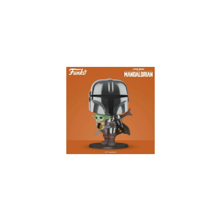 Funko pop star wars the mandalorian el mandaloriano xl version armadura cromatica con yoda en brazos 49931