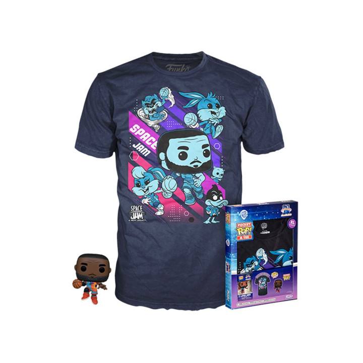 Pop & tee space jam looney tunes funko lebron james + camiseta pack 10 unidades todas las tallas