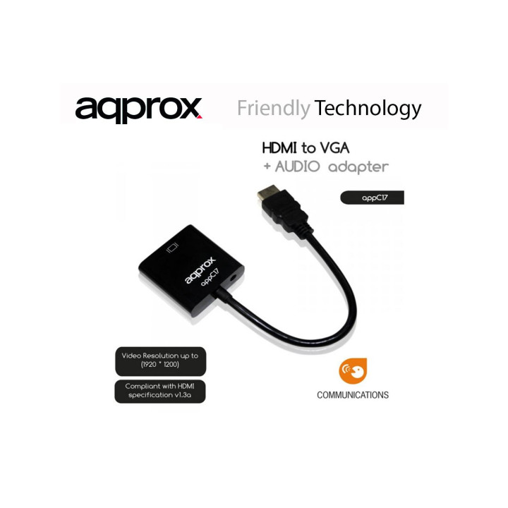 ADAPTADOR HDMI A VGA Y AUDIO APPROX APPC17