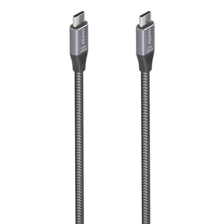 AISENS Cable USB 3.2 Gen2x2 Aluminio 20Gbps 8K@30Hz 5A 100W E-Mark, Tipo USB-C/M-USB-C/M, Gris, 3.0m
