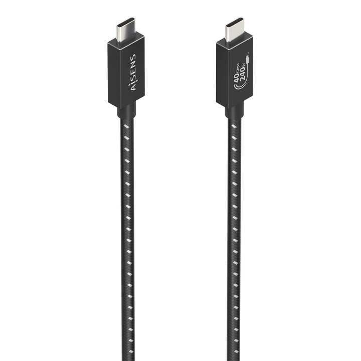 AISENS Cable USB4 Gen3x2 Aluminio 40Gbps 8K@60Hz 5A 48V 240W E-Mark, Tipo USB-C/M-USB-C/M, Negro, 0.5m