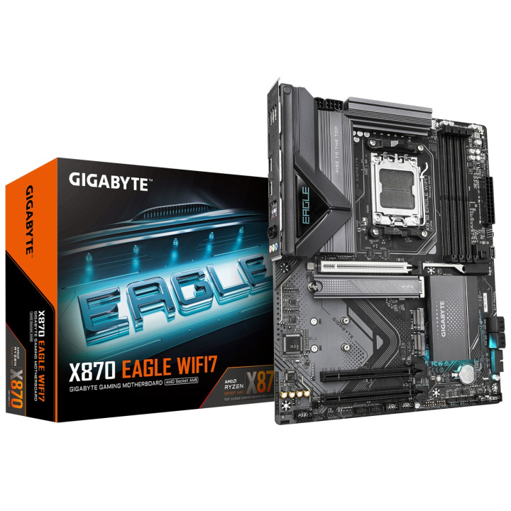 GIGABYTE X870 EAGLE WIFI7 Placa Base - Compatible con CPUs AMD Ryzen 9000, 14+2+2 fases VRM, hasta 8000MHz DDR5 (OC),...