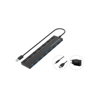 Conceptronic HUBBIES19BP hub de interfaz USB 3.2 Gen 1 (3.1 Gen 1) Type-A 5000 Mbit/s Negro