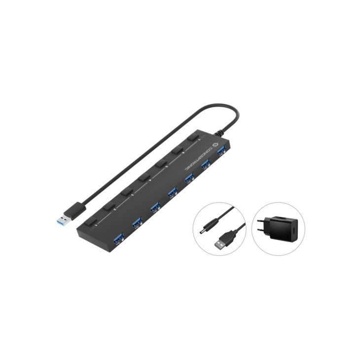 Conceptronic HUBBIES19BP hub de interfaz USB 3.2 Gen 1 (3.1 Gen 1) Type-A 5000 Mbit/s Negro