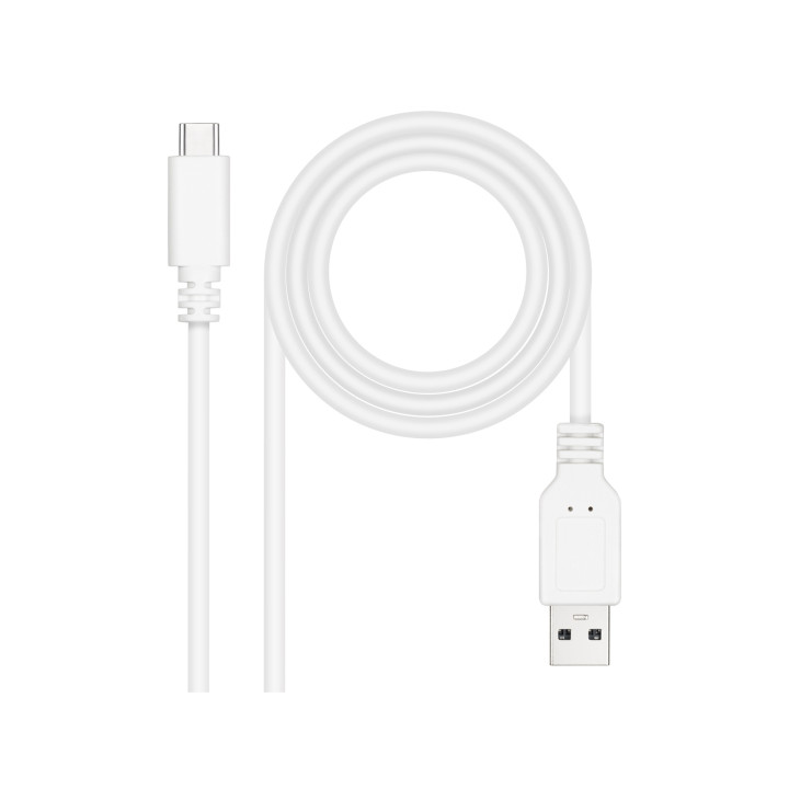 Nanocable Cable USB 2.0 3A, tipo USB-C/M-A/M, Blanco, 3 m