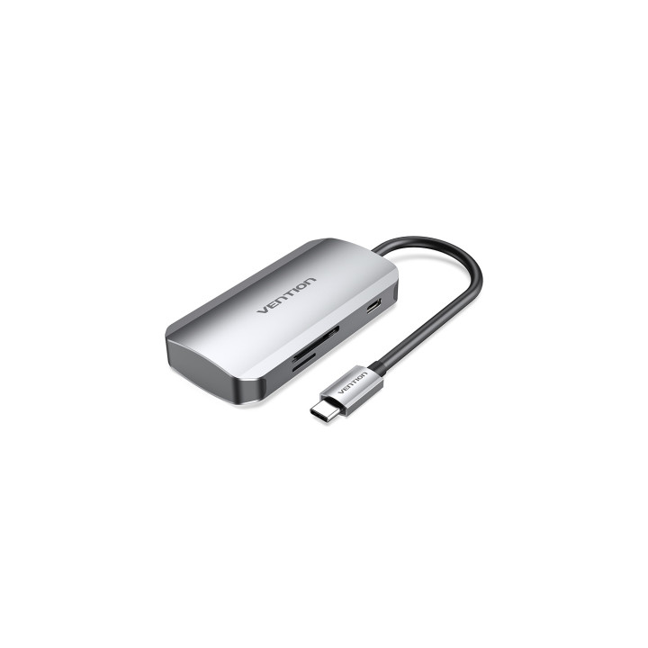Vention Docking USB Tipo-C TNHHB/ 3xUSB/ 1xUSB Tipo-C PD/ 1xLector Tarjetas SD y MicroSD/ Gris
