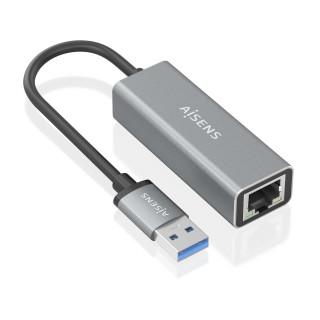 AISENS Conversor USB 3.0 a ethernet Gigabit 10/100/1000 Mbps, Gris, 15cm