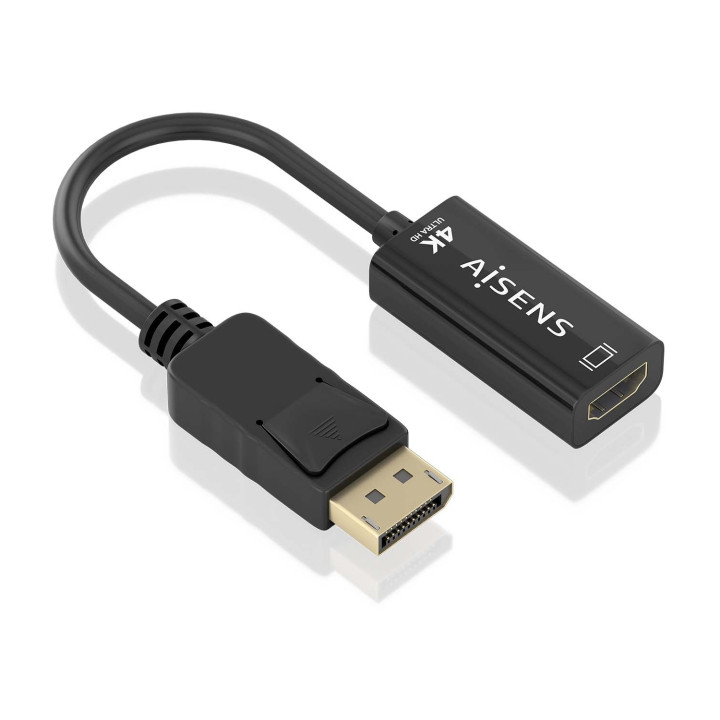 AISENS Conversor DisplayPort a HDMI 4K@60Hz, DP/M-HDMI/M, Negro, 15cm