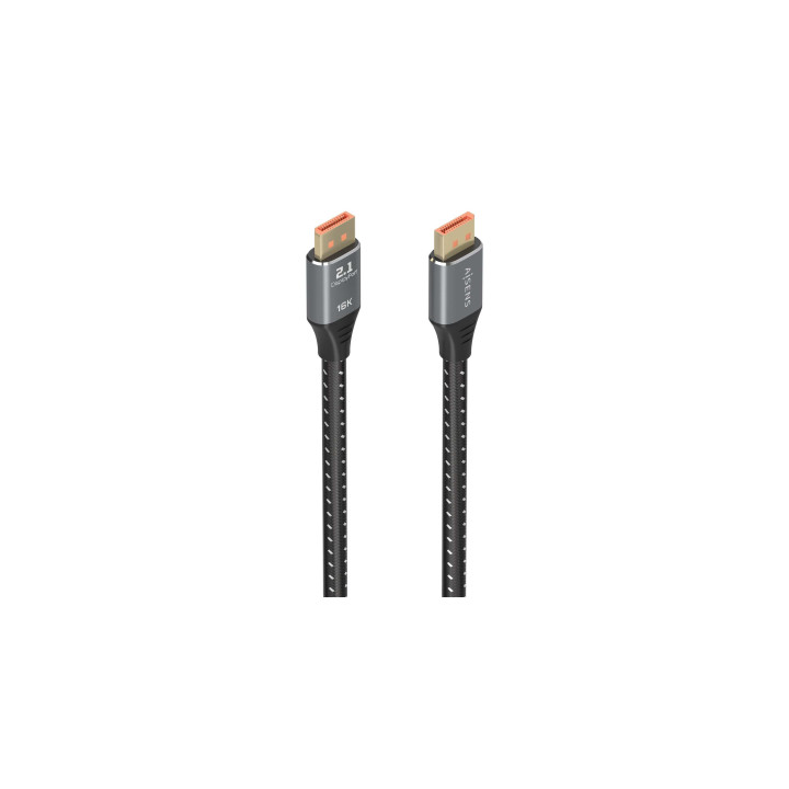 AISENS Cable DisplayPort V2.1 16K@60Hz 80 Gbps, DP/M-DP/M, Negro, 1.5m