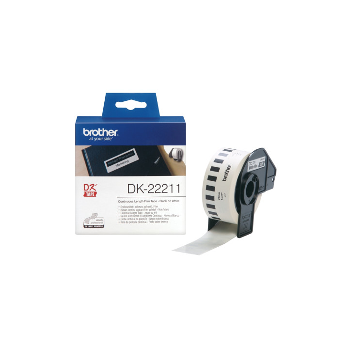 CINTA BROTHER DK22211 PELICULA PLASTICA TRANSPARENTE CONTINUA BLANCA 29x15,24mm