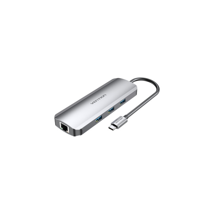 Vention Docking USB Tipo-C TOLHB/ 1xHDMI/ 3xUSB/ 1xUSB Tipo-C PD/ 1xRJ45 1xLector Tarjetas SD y MicroSD/ Jack 3.5/ Gris