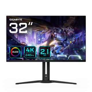 GIGABYTE Monitor de juegos OLED AORUS FO32U2P de 32” - 3840 x 2160 (UHD), 240Hz, 0.03ms, 250 cd/m², KVM, FreeSync...