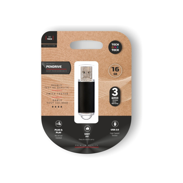 TECH ONE TECH TEC3006-16 unidad flash USB 16 GB USB tipo A 2.0 Negro