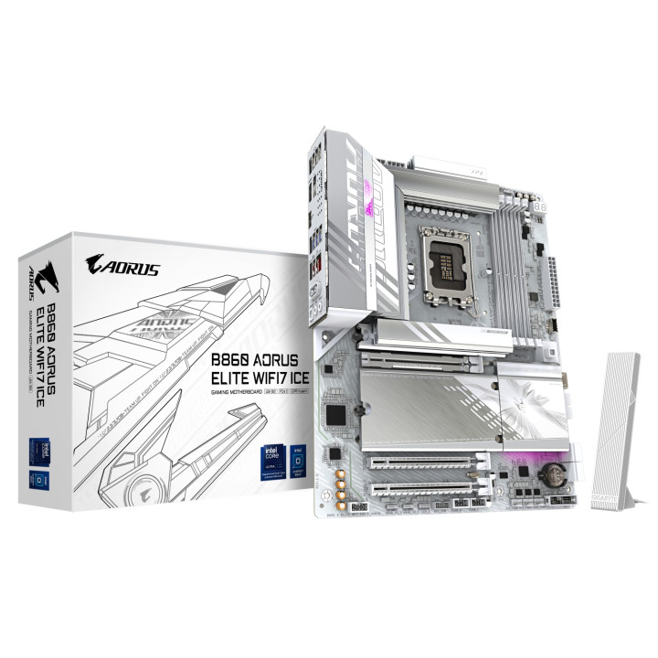 GIGABYTE B860 AORUS ELITE WIFI7 ICE Placa base - CPUs Intel Core Ultra, VRM de 14+1+2+1 fases, hasta 9200MHz DDR5,...