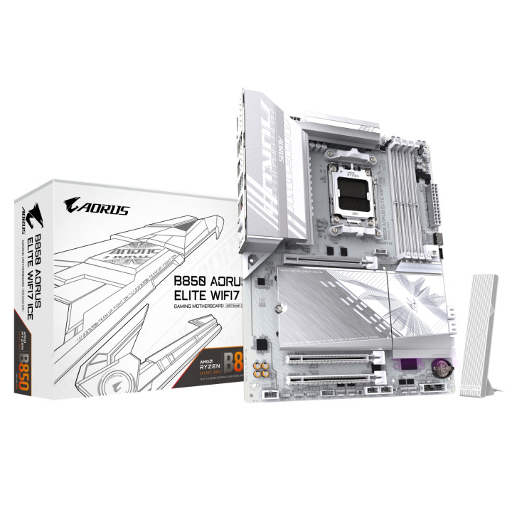 GIGABYTE B850 AORUS ELITE WIFI7 ICE Placa Base - Procesadores AMD Ryzen Serie 9000, VRM digital de 12+2+1 fases, hasta