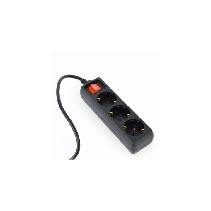 Gembird EG-PSU3-01 base múltiple 0,6 m 3 salidas AC Interior Negro