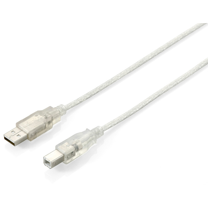 Equip 128651 Cable USB 2.0 Tipo A a Tipo B, 3,0 m , Plata transparente