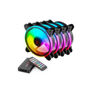 Savio FAN-01 4-pack 120mm ARGB fan including controller and remote control Carcasa del ordenador Ventilador Negro
