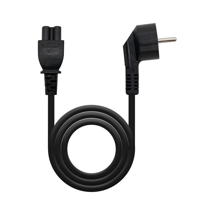 Nanocable Cable de Alimentación Trébol, CEE7 acodado/M-C5/H, Negro, 3 m